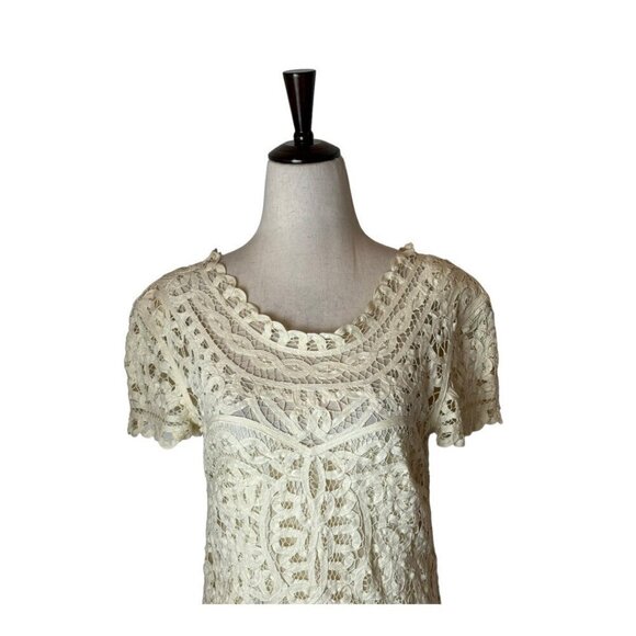Sea New York Dress Women‎ Size 4 Ivory Short Sleeve Battenburgh Lace Shift Mini - Picture 4 of 10